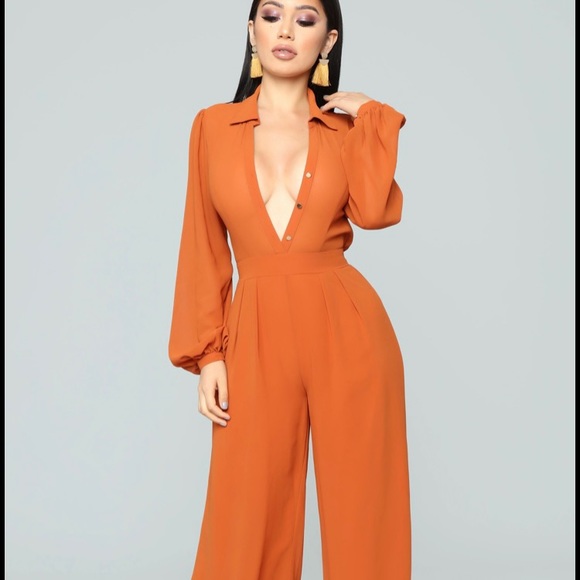 Fashion Nova Pants - Cognac Jumpsuit
